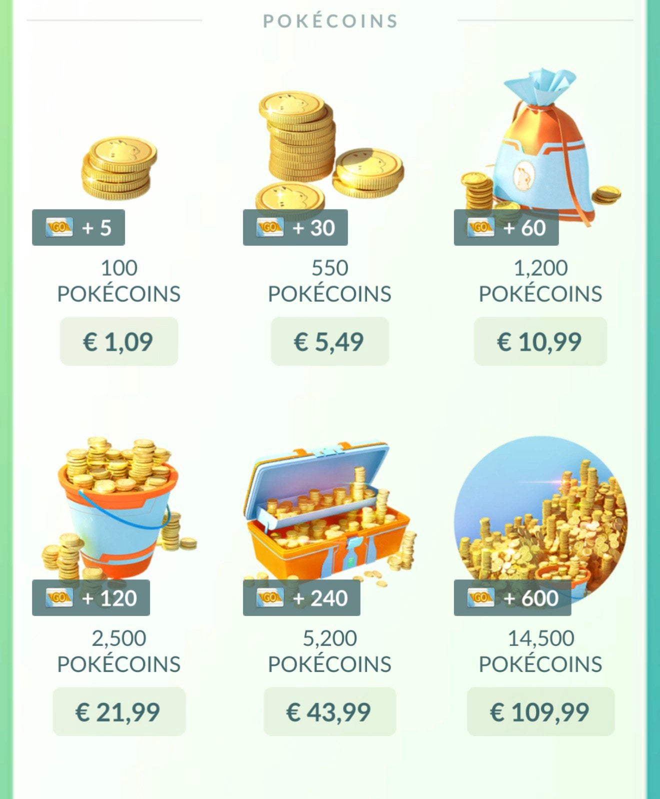 14500 pokecoins pour 50 euros, Enlèvement ou Envoi