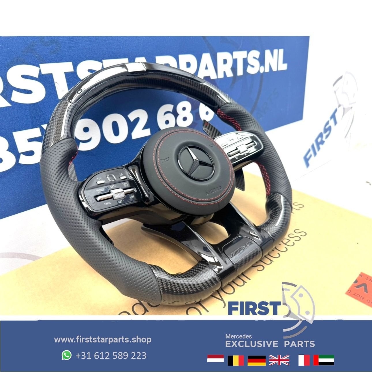 AMG CARBON STUUR + LED TOERENTAL INDICATOR A35 A45 CLA45 C63, Gebruikt, -, Ophalen of Verzenden, -