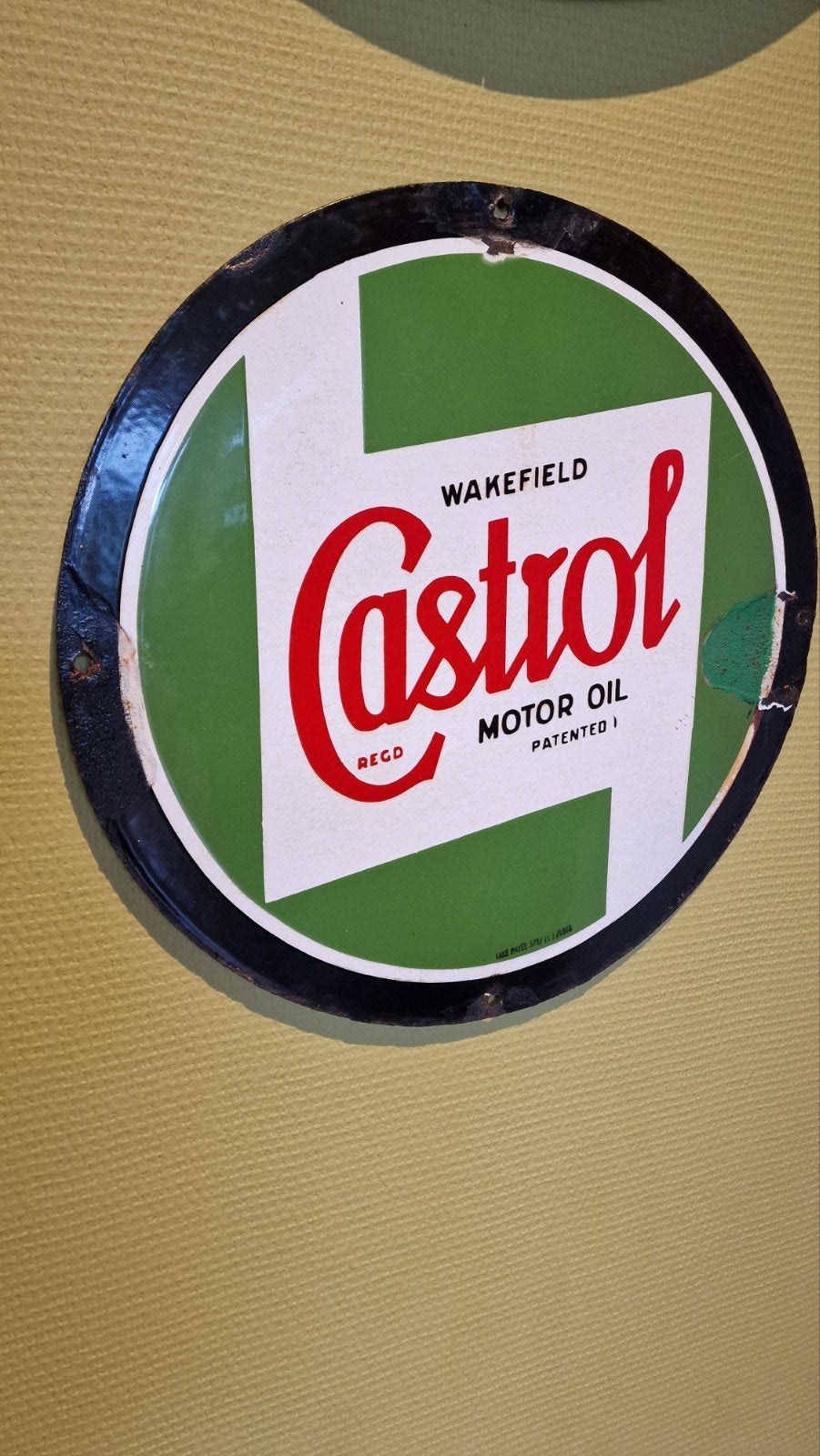 Emaillebord castrol 1948, rond 45 cm, Ophalen of Verzenden