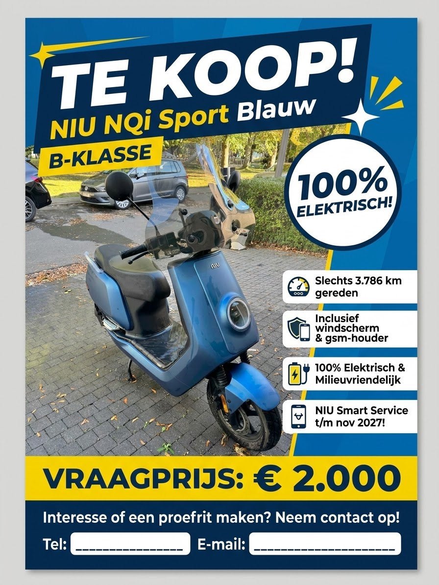 Elektrische scooter NIU NQi Sport Blauw (B-Klasse), Ophalen