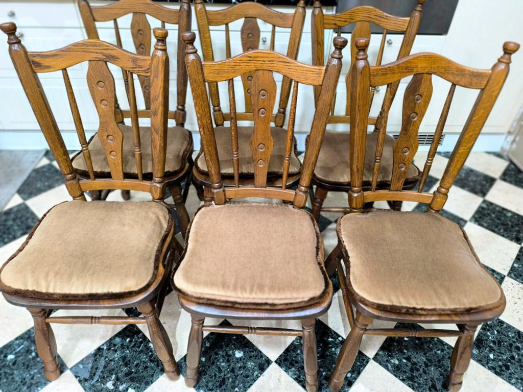 Superbe lot de 6 chaises en chêne, style rustique., Enlèvement