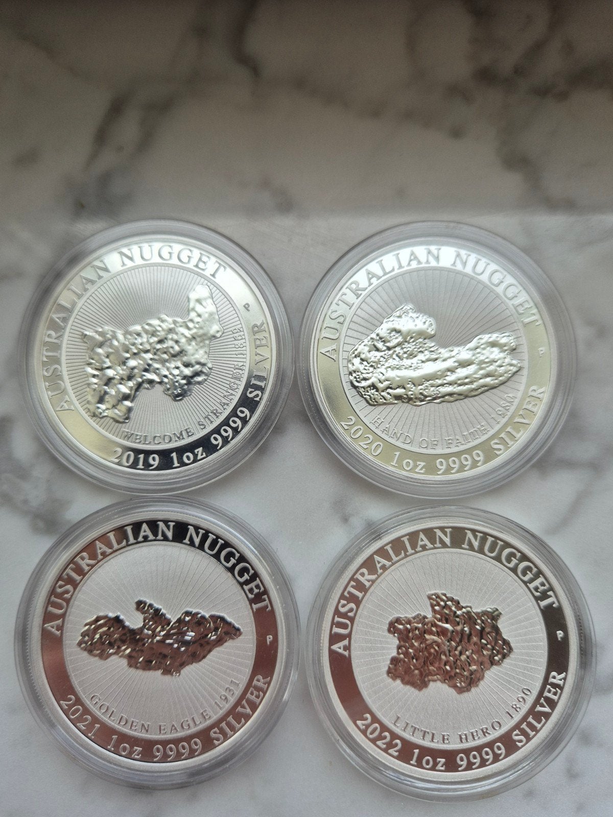 4x 1oz 9999 silver - Australia - Nugget series, Ophalen, Zilver