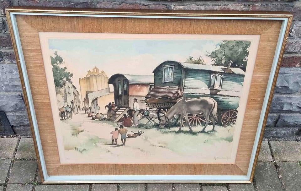 Gravure gitan signe Roger hebbelinck, Ophalen, Gravure