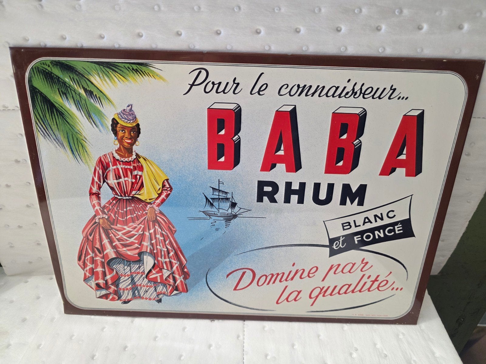 Blikken reclamebrodje Baba rhum 1958., Ophalen of Verzenden, Reclamebord