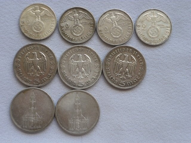 Allemagne 9 pièces en argent., Antiquités & Art, Enlèvement ou Envoi