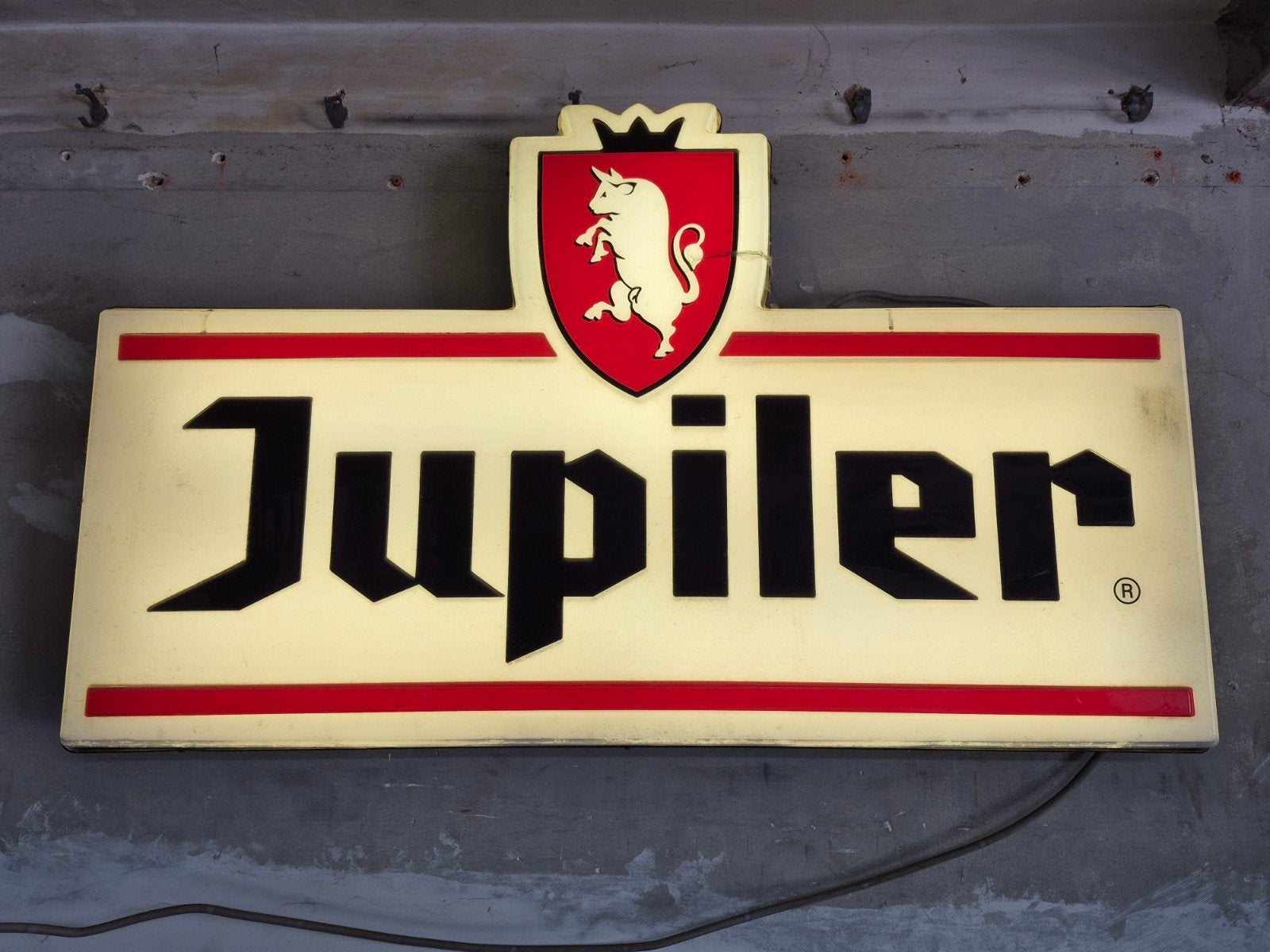 Vintage Jupiler Oud Verlicht Reclamebord 119cm, Verzamelen, Ophalen, Gebruikt, Lichtbak of (neon) lamp