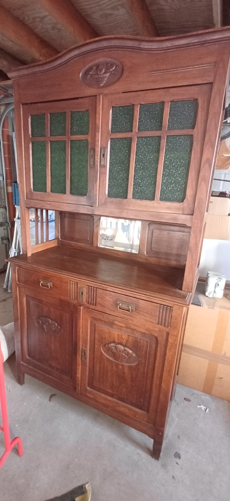 Antieke kast, Ophalen, Glas, Antiek