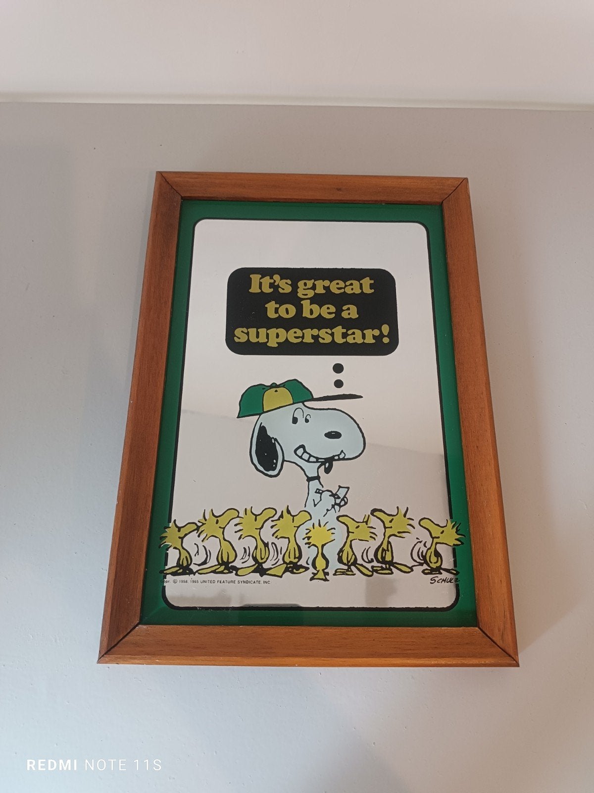 Miroir Vintage Peanuts Snoopy "Superstar" (24x34 cm) – Made, Enlèvement, Bois