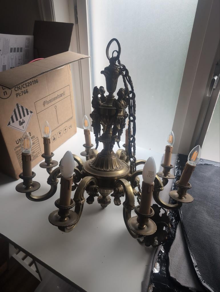 Luster massief brons, Huis en Inrichting, Lampen | Kroonluchters, Ophalen