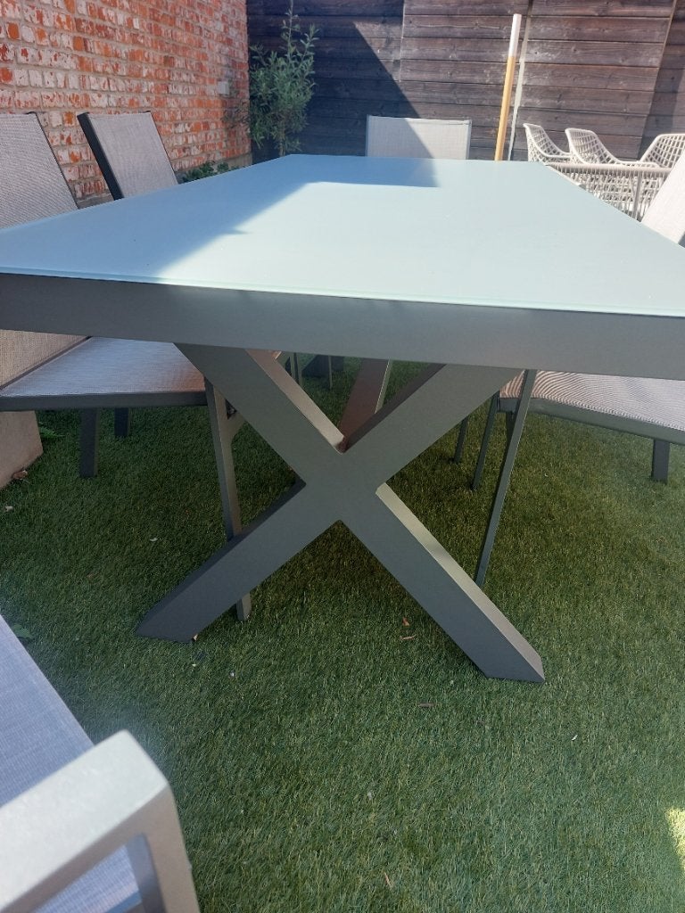 Tuintafel met 6 stoelen, Tuin en Terras, Tuintafels, Ophalen, Gebruikt, Rechthoekig, Kunststof
