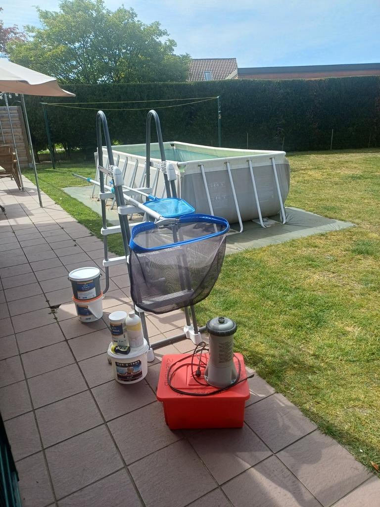 Opzetzwembad Intex 2m op 4m +ladder+filterpomp+scepnet+produ, Tuin en Terras, Gebruikt, Minder dan 200 cm, Rechthoekig, Ophalen