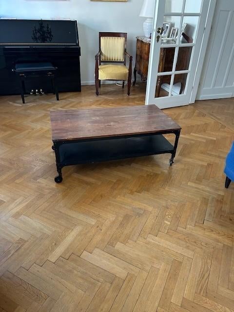 table basse en bois massif et métal Maison du Monde, Maison & Meubles, 100 à 150 cm, Moins de 50 cm, Comme neuf, 50 à 100 cm