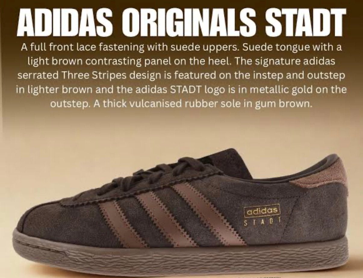 ADIDAS STADT DARK BROWN-PRELOVED BROWN  UK 9. /. EUR 43-1/3, Kleding | Heren, Bruin, Nieuw, Ophalen of Verzenden, Sneakers