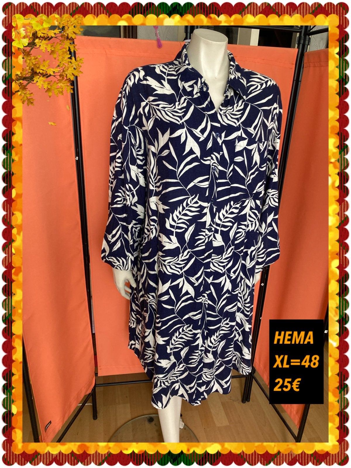 Hemdjurk XL=48. Hema, Ophalen of Verzenden, Zo goed als nieuw, Blauw, Jurk