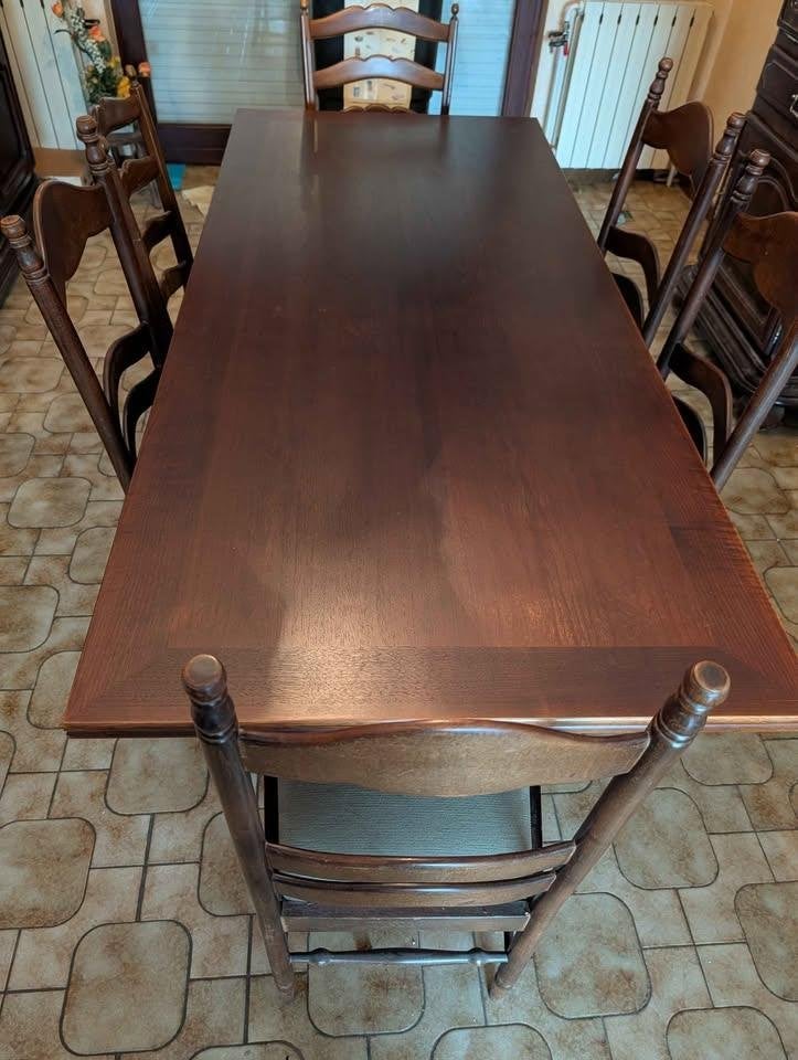 Ensemble Salle à Manger Complète en Bois Massif, Enlèvement, Utilisé, Rustique, 4 à 6 chaises