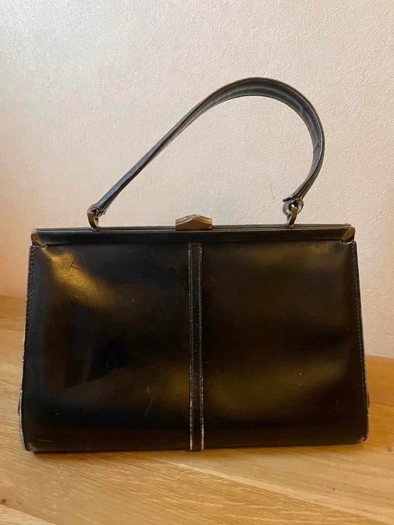 Vintage zwarte tas, Enlèvement, Utilisé, Noir, Sac à main