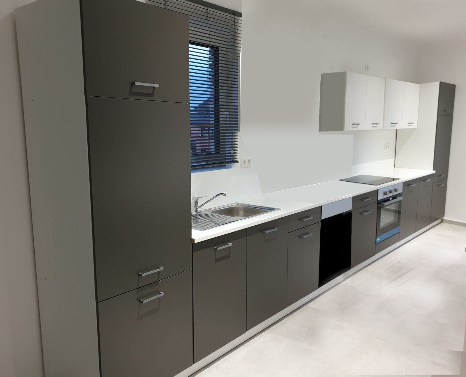 Nieuwe antraciete keuken met toestellen, Huis en Inrichting, Keuken | Complete keukens, Nieuw, Overige typen, Grijs, Overige materialen