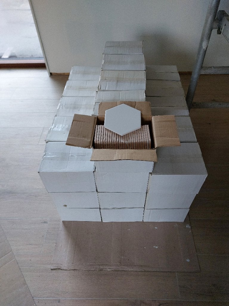 Hexagon tegels Terre d’Azur – wit mat, Ophalen, Wandtegels, Nieuw, Minder dan 20 cm