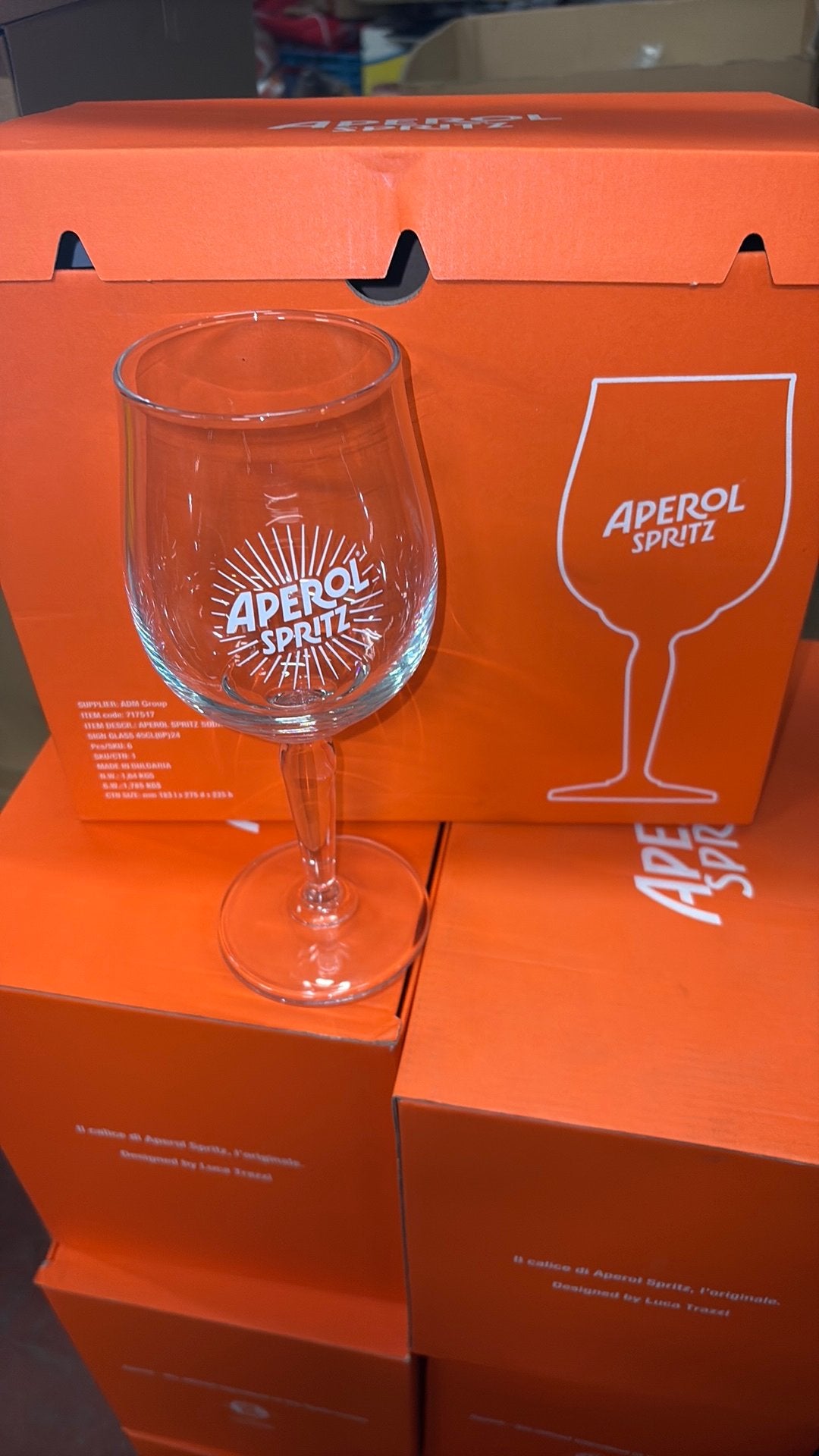 Doos vzn 6 Aperol spritz glazen NIEUWSTAAT!, Verzamelen, Ophalen of Verzenden, Nieuw