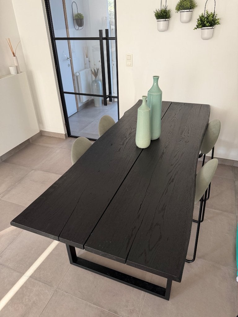 Zwarte boomstam tafel, Huis en Inrichting, Ophalen, Overige materialen, 200 cm of meer, 50 tot 100 cm