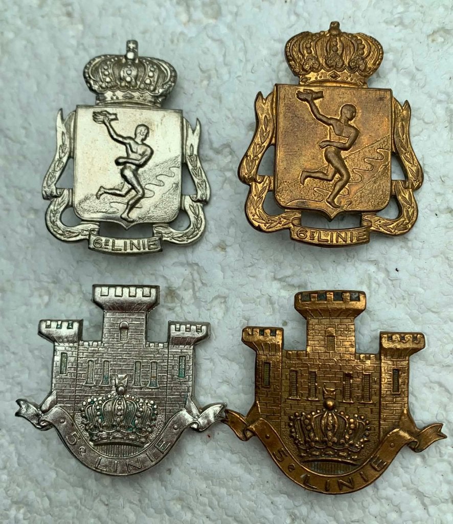 Kenteken, 5de LINIE + 6de LINIE mutskentek, Zilver+Goud, Enlèvement ou Envoi, Armée de terre, Emblème ou Badge