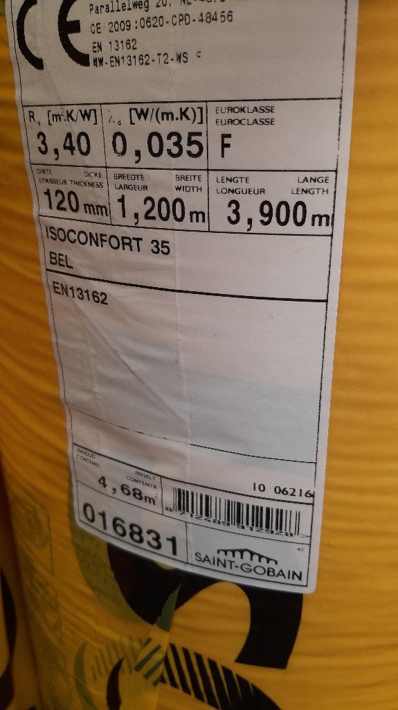 glaswol, Doe-het-zelf en Bouw, Dakpannen en Dakbedekking, Ophalen, Overige materialen, 10 tot 15 m², Overige kleuren