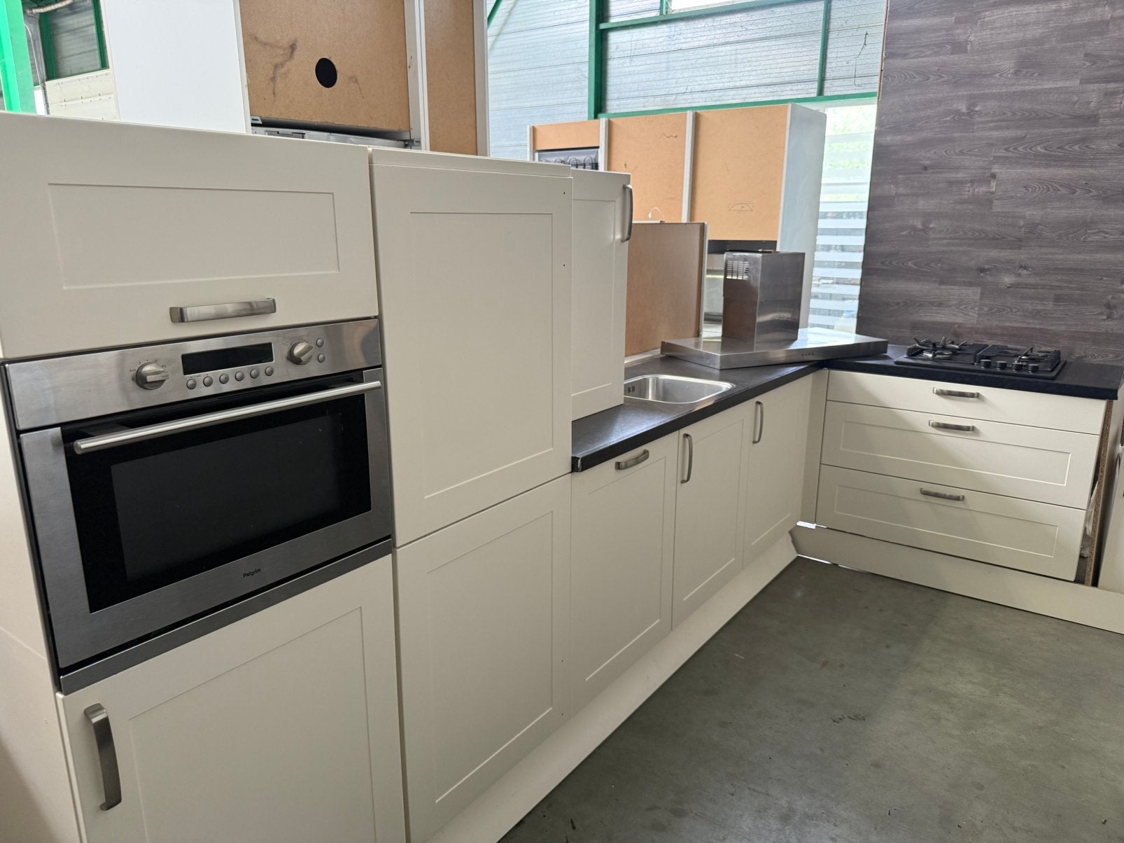 Complete Nette Hoekkeuken + Apparatuur + GEDEMONTEERD, Huis en Inrichting, Ophalen of Verzenden, Overige kleuren, Composiet, Hoekkeuken