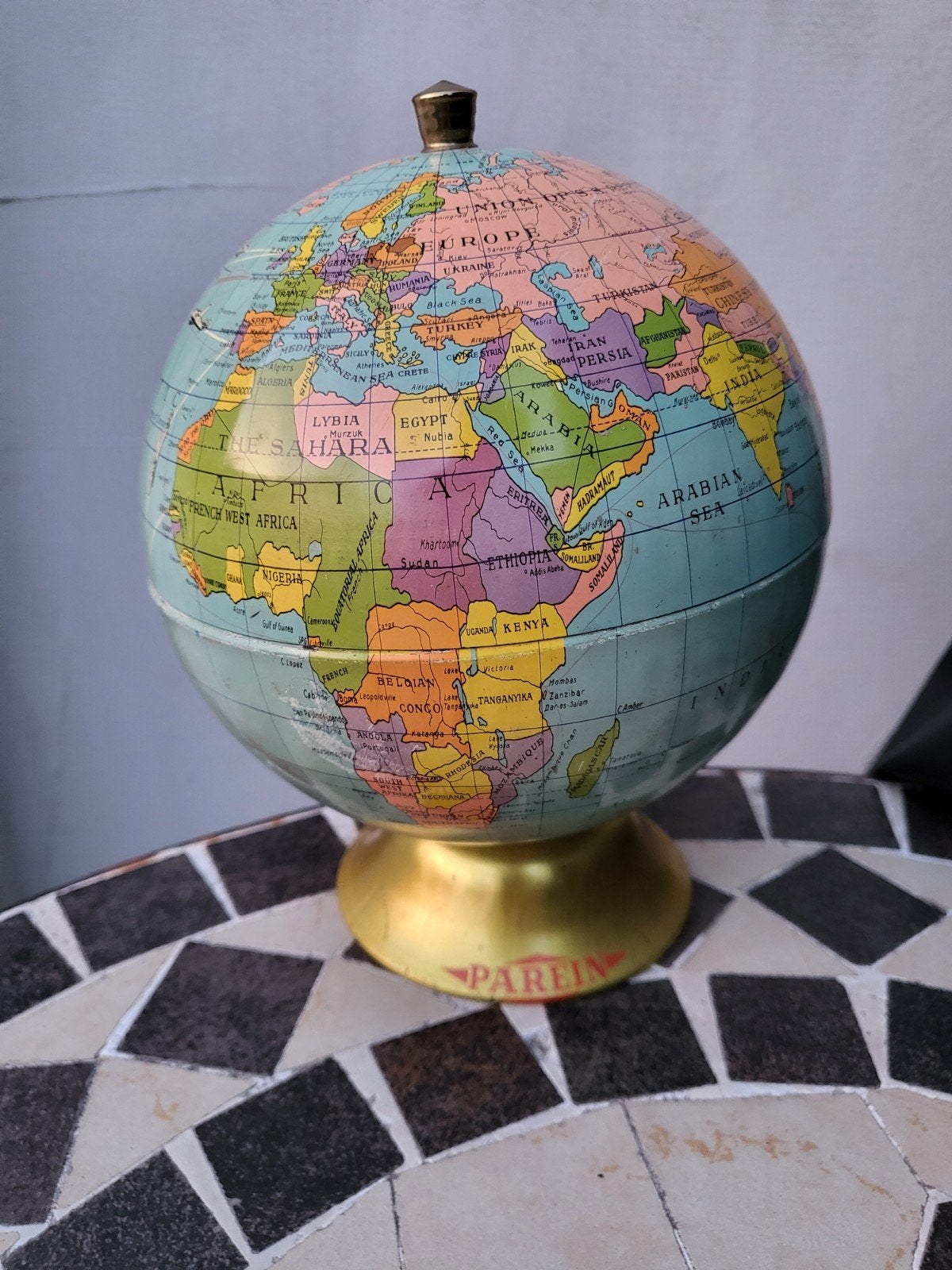 Parein globe wereldbol blik, Ophalen of Verzenden