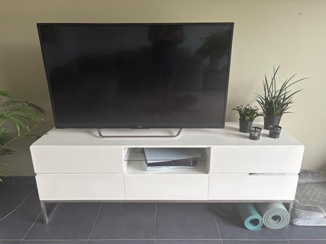 TV- meubel wit hoogglans, Ophalen, Gebruikt, 150 tot 200 cm, Minder dan 100 cm
