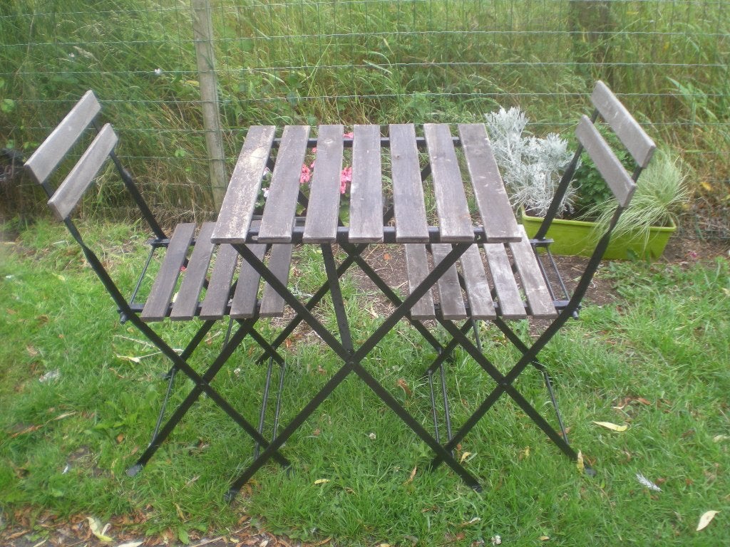 Bistro set tafel + 2 stoelen, Tuin en Terras, Ophalen, Gebruikt