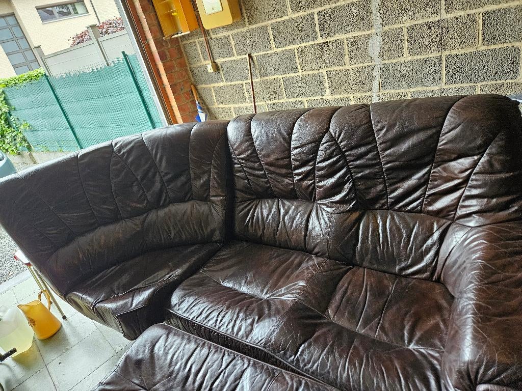 Salon hoekvormig Leder, Huis en Inrichting, Ophalen, Gebruikt, Leer