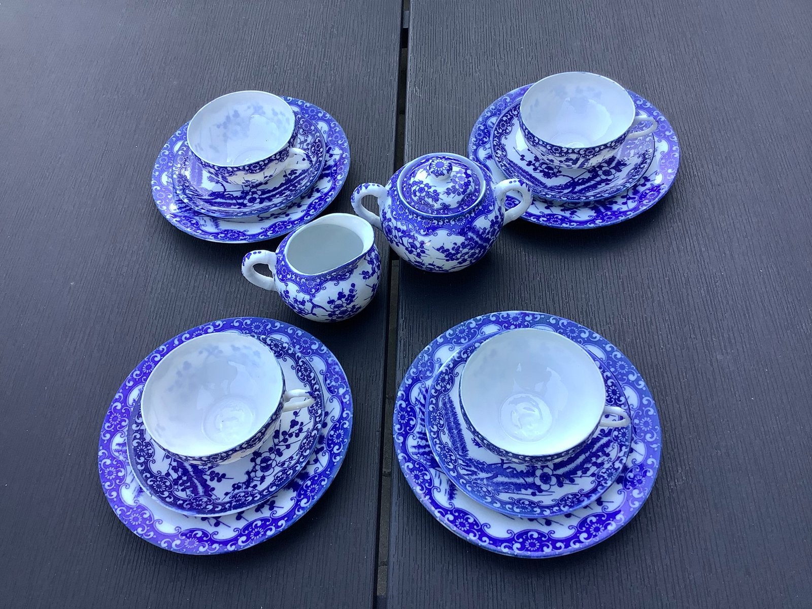 Japans theeservies eierschaalporselein met lithofanie Geisha, Ophalen