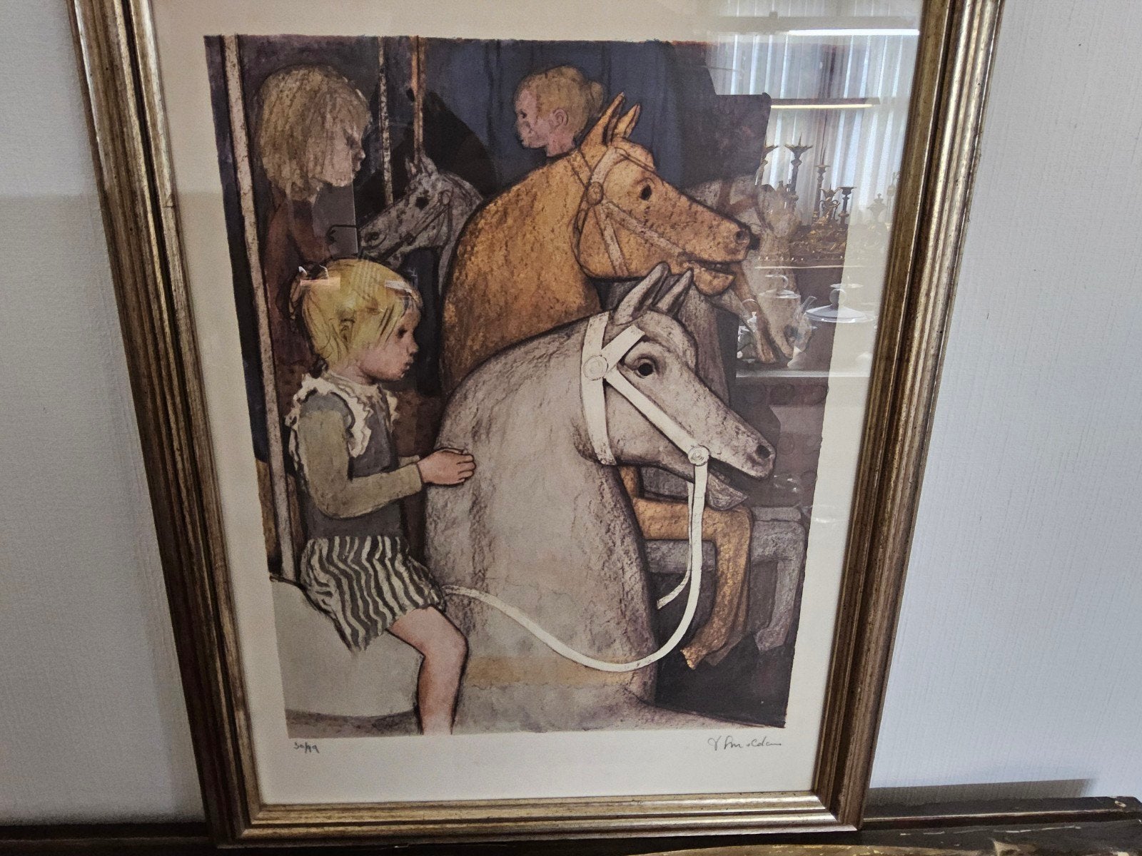 lithografie van Paul Smolders ( kinderen op de carrousel ), Antiquités & Art, Enlèvement, Dessin