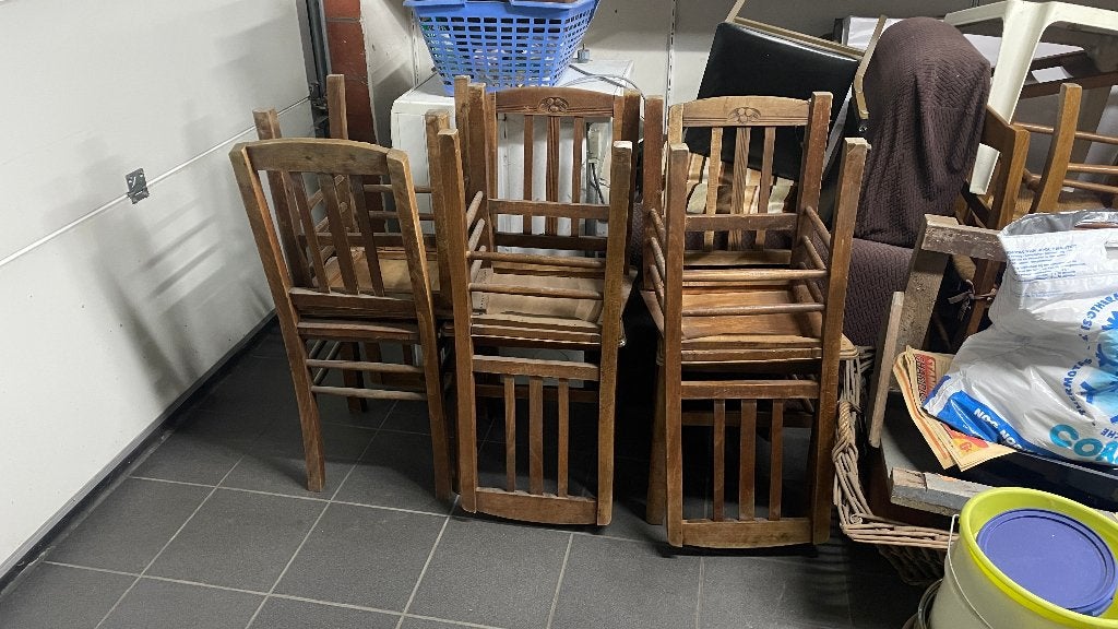 Lot de 6 chaises en bois, Ophalen, Ancien, Gebruikt, Bruin