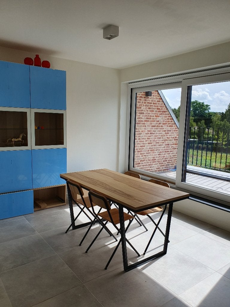 Tafel met 4 stoelen, Huis en Inrichting, Tafels | Eettafels, Ophalen, 50 tot 100 cm, Zo goed als nieuw, 150 tot 200 cm