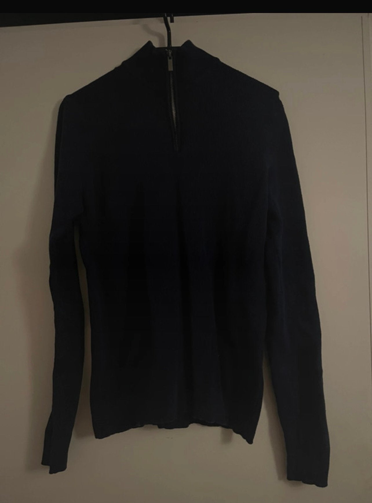 Donkerblauwe trui met rits, Kleding | Heren, Verzenden, Zo goed als nieuw, Maat 46 (S) of kleiner, Blauw