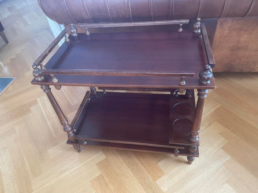 Chariot bar vintage en bois avec porte-bouteilles, Enlèvement, Comme neuf
