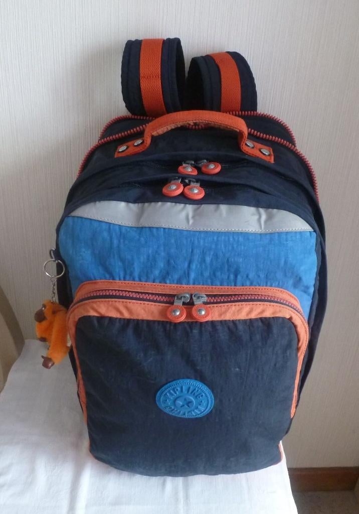 Kipling grand sac à dos "college" tricolore + singe, 25 à 40 cm, Kipling, Enlèvement ou Envoi, Étanche