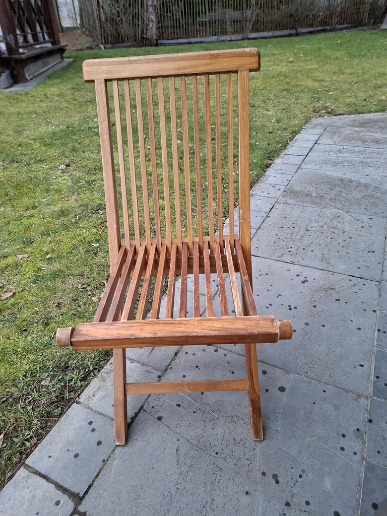 Teakhouten tuinstoel, Ophalen, Zo goed als nieuw, Hout, Inklapbaar