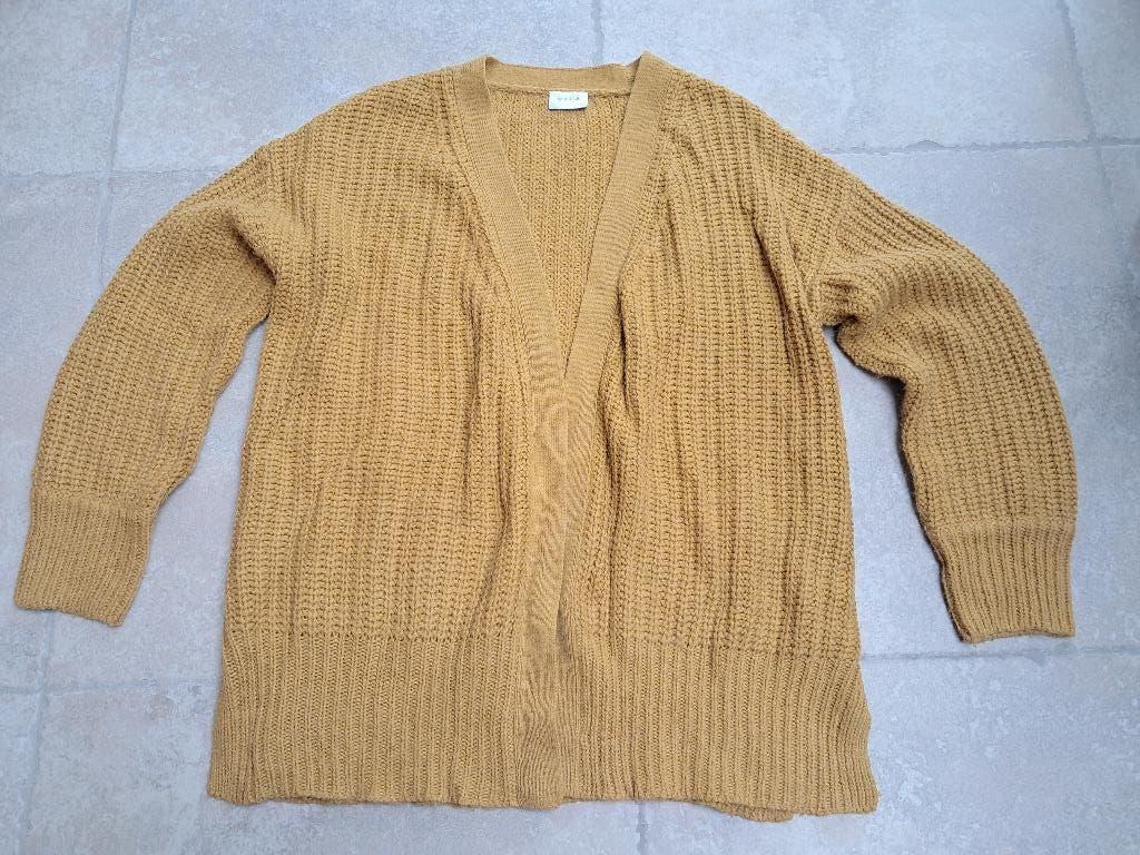 Merk Vila: oker gele lange cardigan mt Large, Taille 42/44 (L), Vila, Comme neuf, Jaune