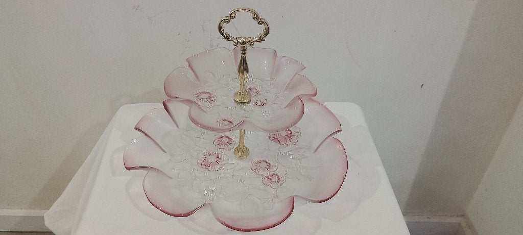 Présentoir à gâteau 2 étages en verre - Maroc, Enlèvement ou Envoi
