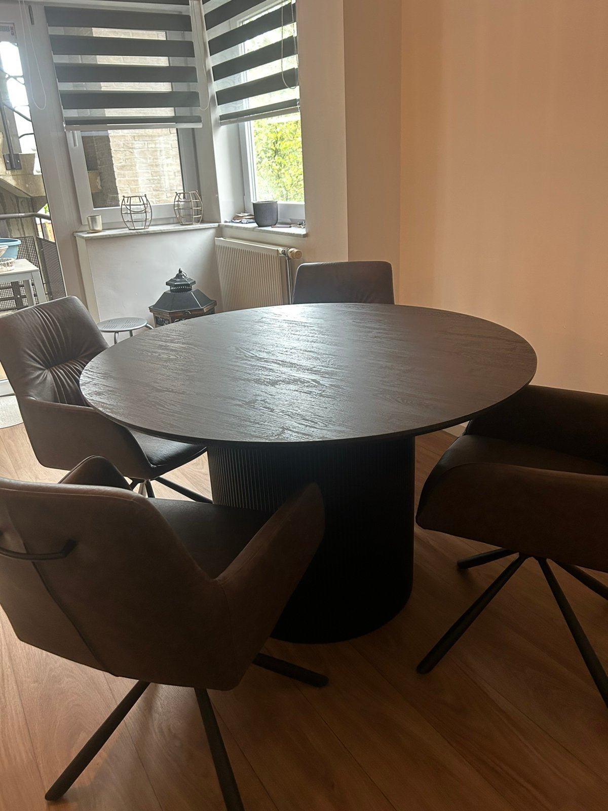 Tafel met 4 stoelen, Huis en Inrichting, Ophalen, Rond, Zo goed als nieuw, Vier personen