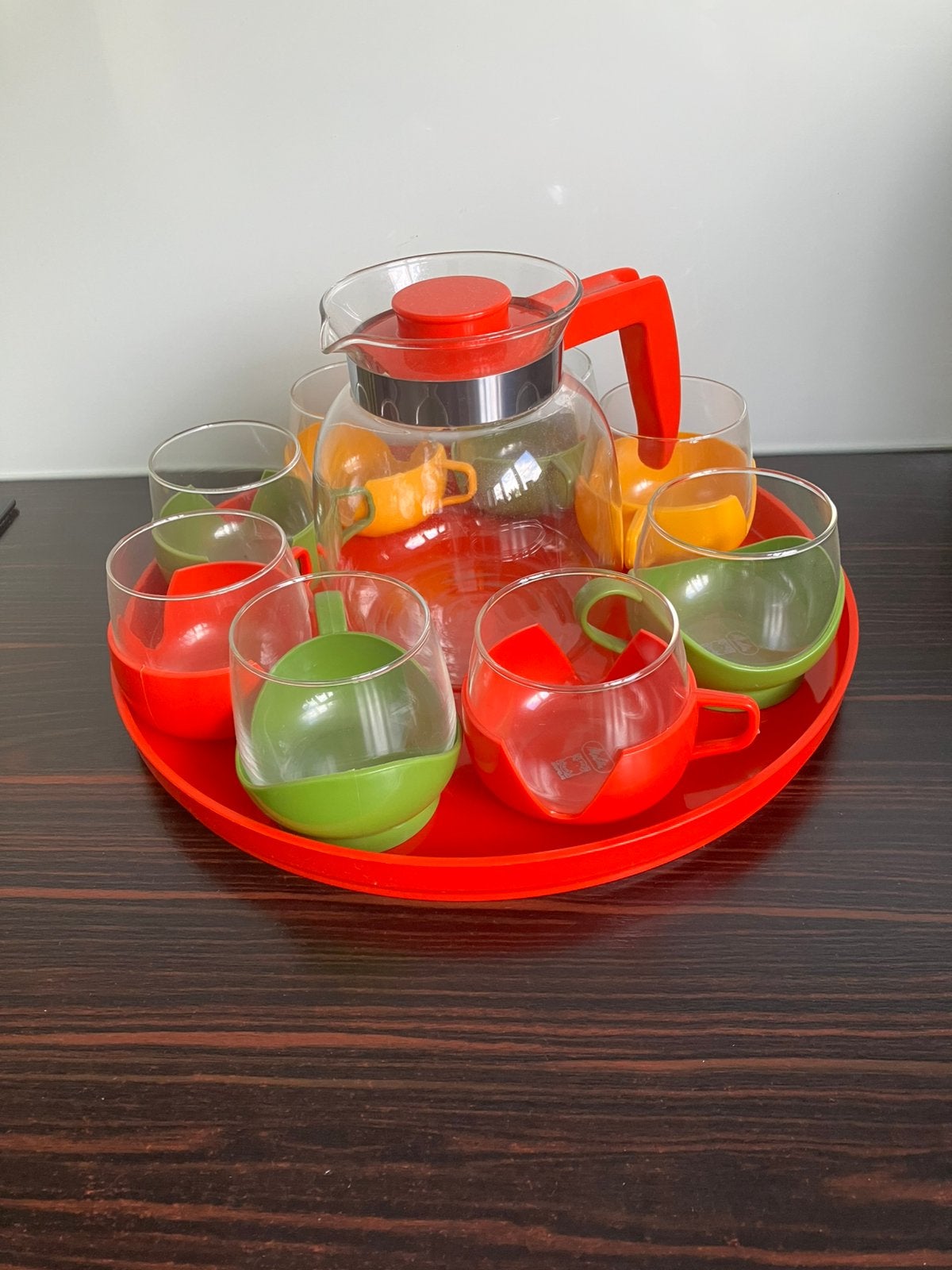 Vintage theeset jaren '70 – Space Age (Compleet!), Huis en Inrichting, Keuken | Tupperware, Gebruikt, Overige typen, Overige kleuren