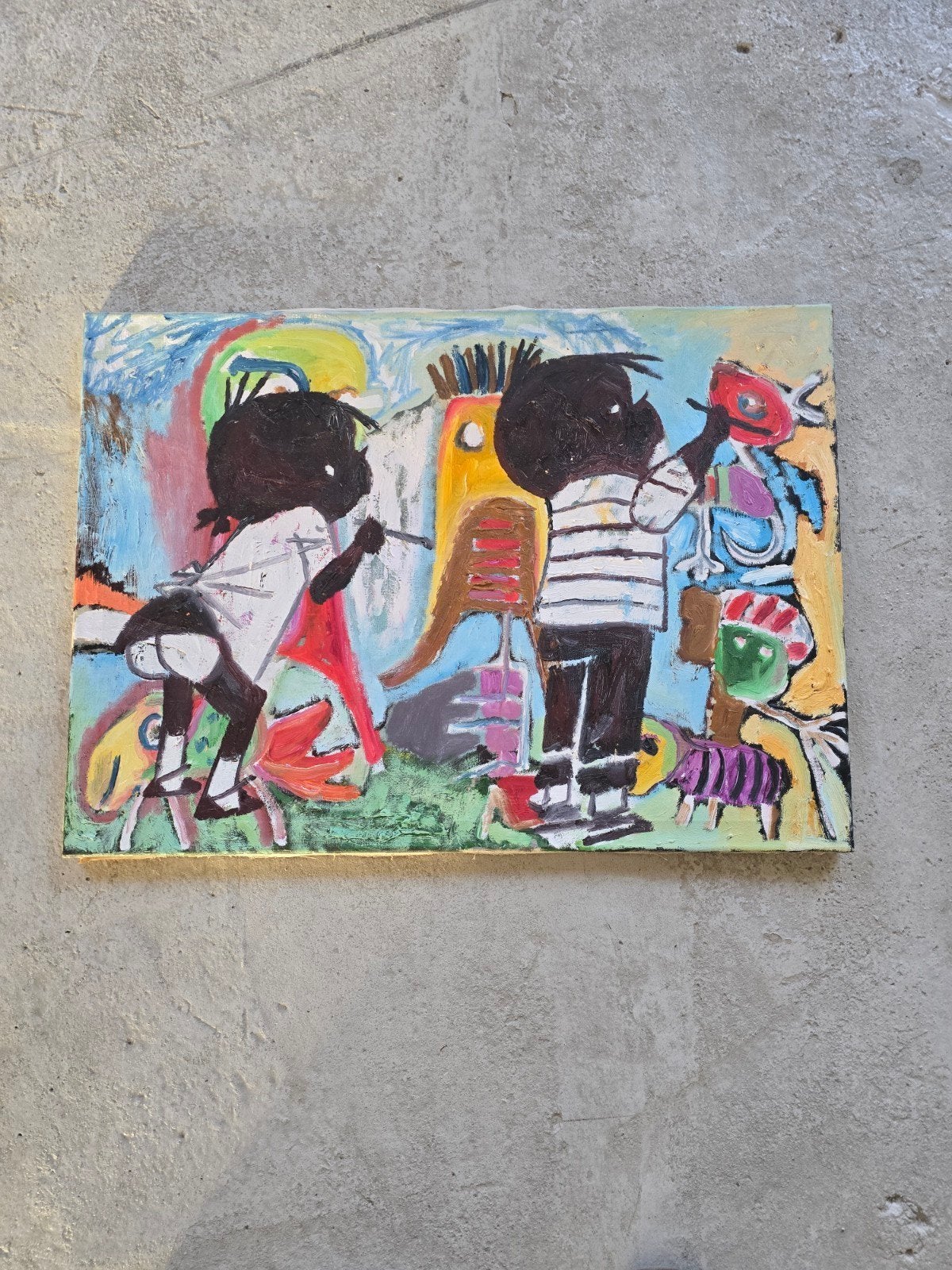 schilderij Ramon vet, Ophalen, Textiel, Olieverf, Figuren