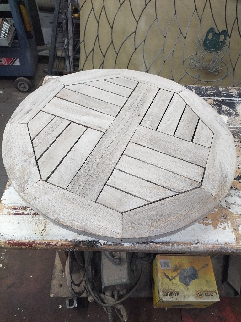 draaiende plateau teak, Ophalen, Gebruikt, Rond, Overige typen