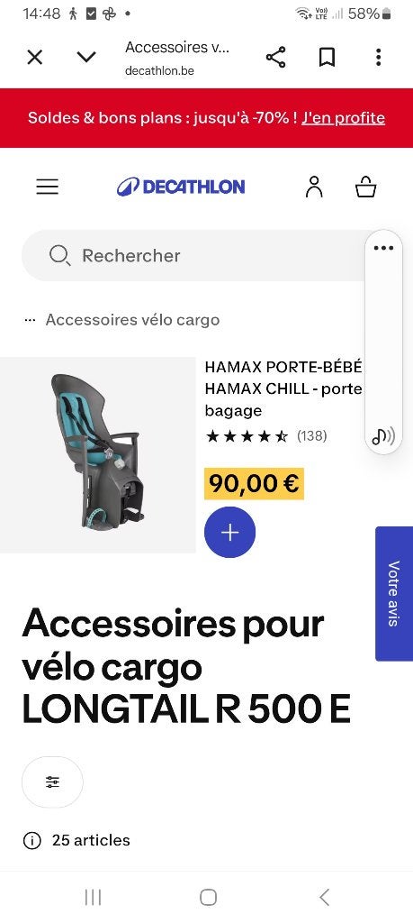 Porte-bébé hamax siege velo, Fietsen en Brommers, Fietsaccessoires | Fietsstoeltjes, Ophalen, Zo goed als nieuw, Achterzitje, Hamax