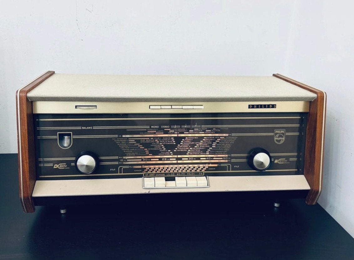 Prachtige Vintage Philips Bi-Ampli B6X23A (1962/1963), Ophalen of Verzenden, Radio