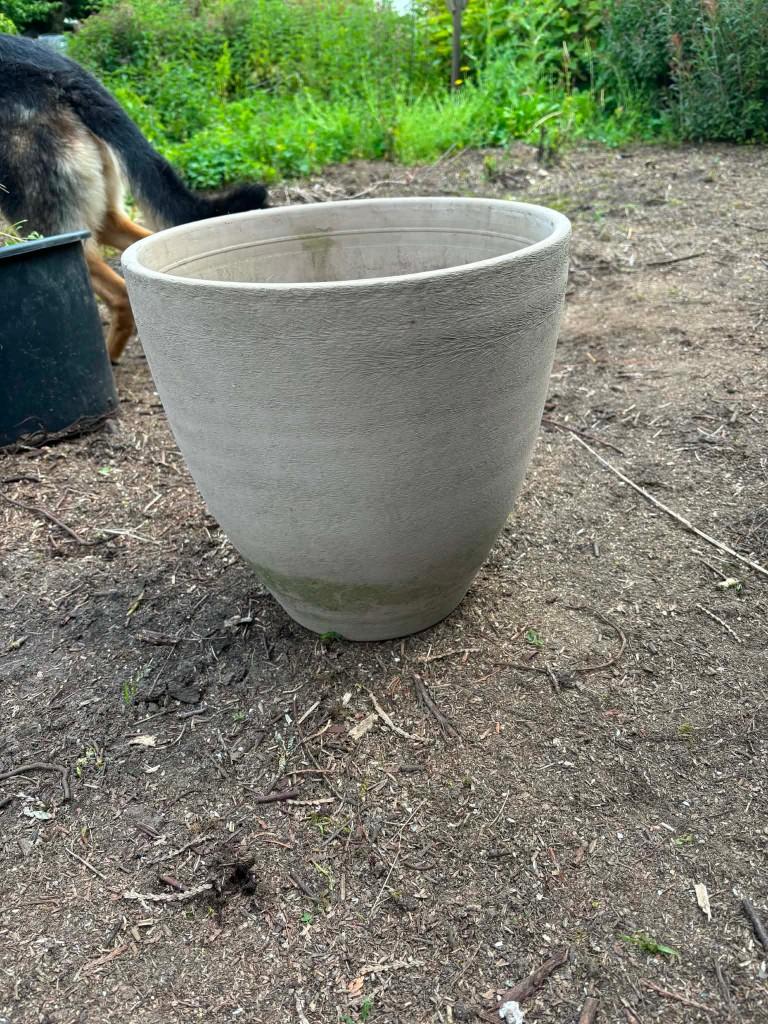 Bloempotten Deroma, Tuin en Terras, Bloempotten, Steen, Gebruikt, Rond, Minder dan 40 cm