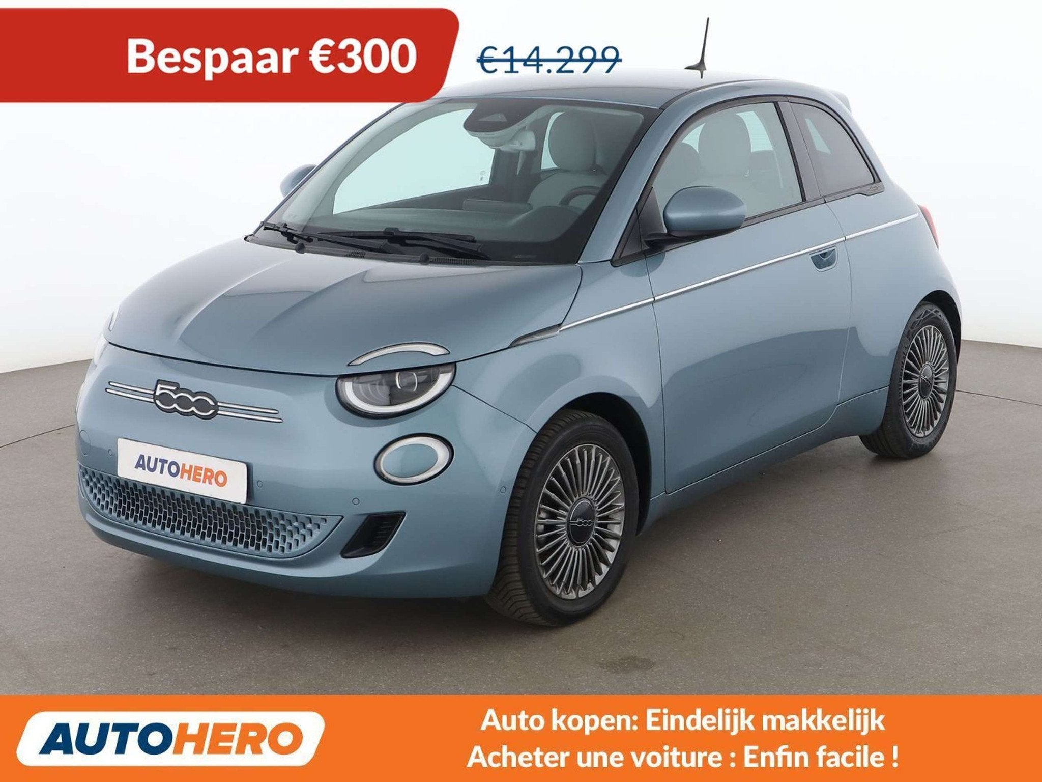 Fiat 500E electric drive 87 kW Icon (bj 2021, automaat), Auto's, 4 zetels, Stof, Zwart, Blauw