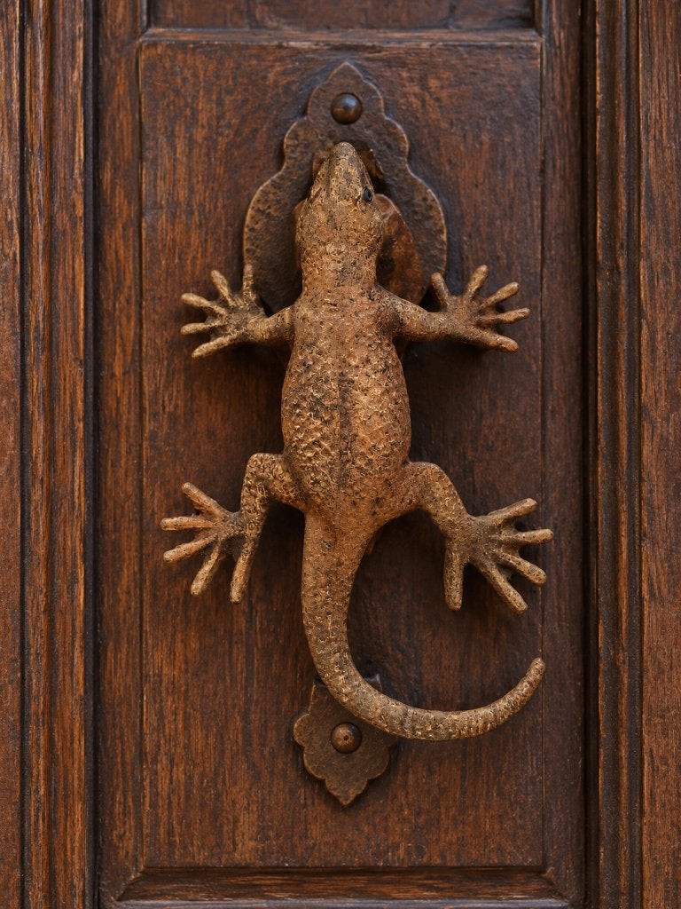 Deurklopper hagedis in koper/messing, Ophalen of Verzenden, Koper